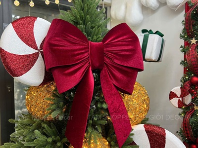 Nơ đỏ vải nhung xịn 4 cánh tiểu thơ cỡ lớn [Đứng form - Nhiều cỡ] PK-NO-11